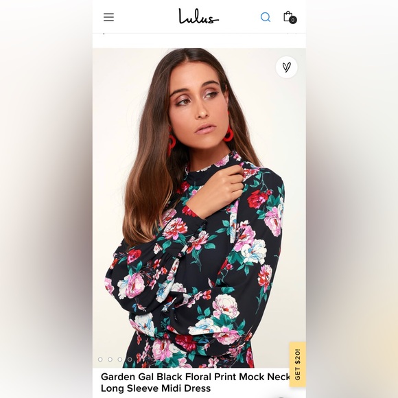 Lulus “Garden Gal” Floral Print mock neck long sleeve midi dress. Medium - Picture 2 of 7